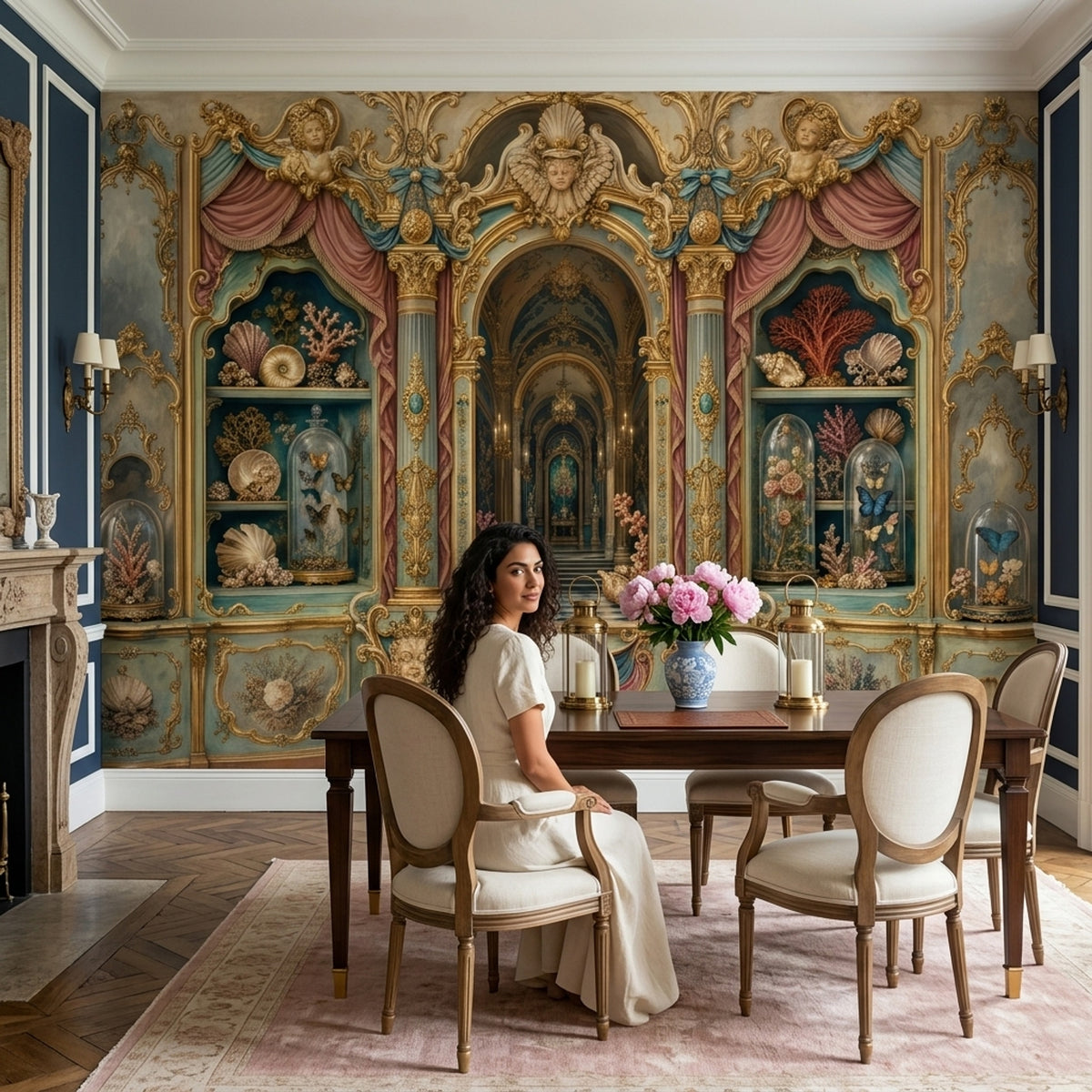 Rococo Baroque Wallpaper Palace Interior Trompe Loeil Wall Mural