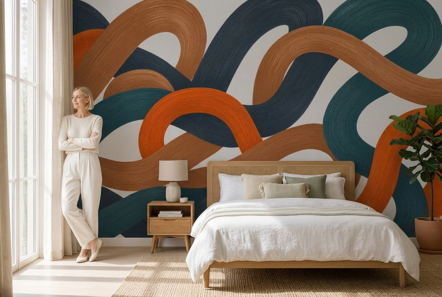 Abstract Wall Mural Flowing Ribbon Contemporary Statement Wall Decor