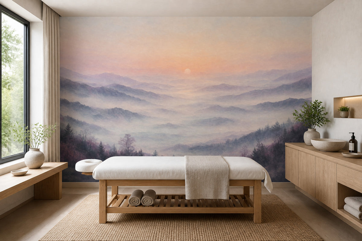 Misty Mountain Wall Mural Sunrise Landscape Nature Wall Art