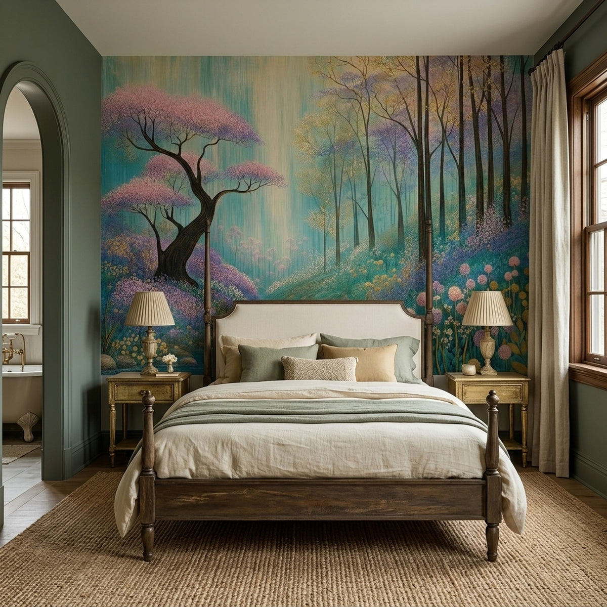 Enchanted Forest Wall Mural Floral Woodland Landscape