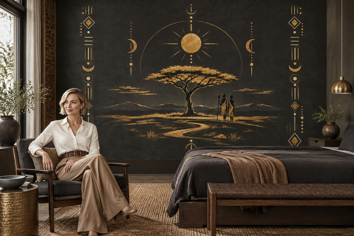 African Savanna Wallpaper Celestial Border Wall Mural