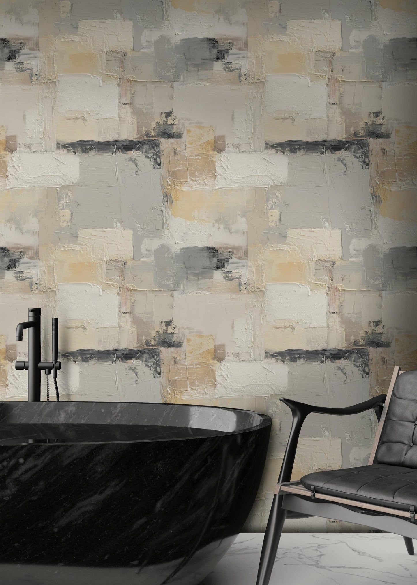 Abstract Textured Plaster Wallpaper | Modern Neutral Wall Mural | Minimalist Peel and Stick Decor