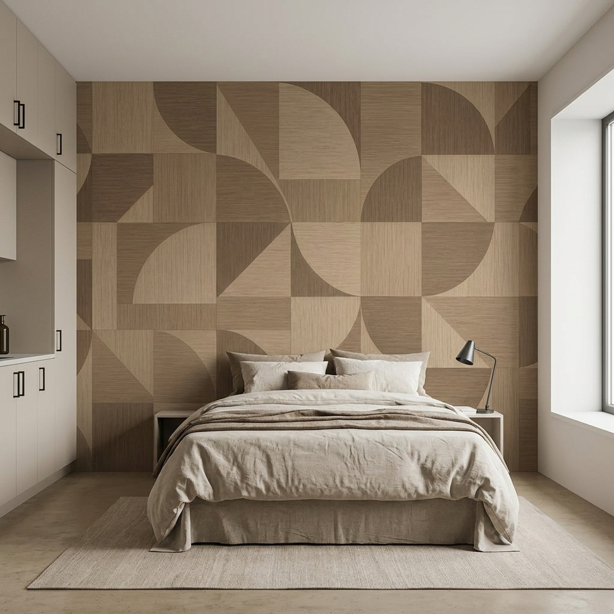 Geometric Wood Panel Wallpaper Modular Block Wall Mural
