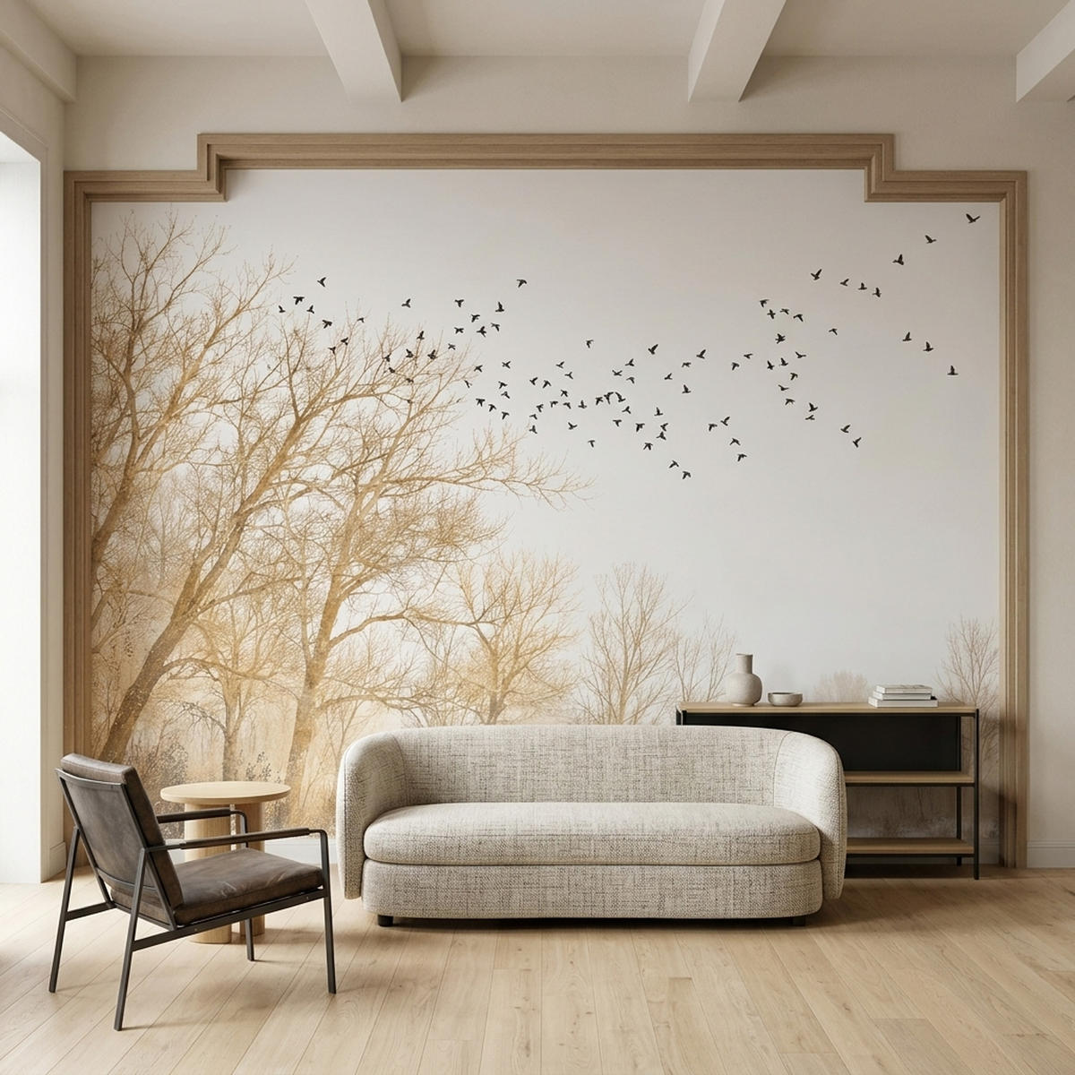 Misty Winter Forest Wallpaper Neutral Landscape Wall Mural