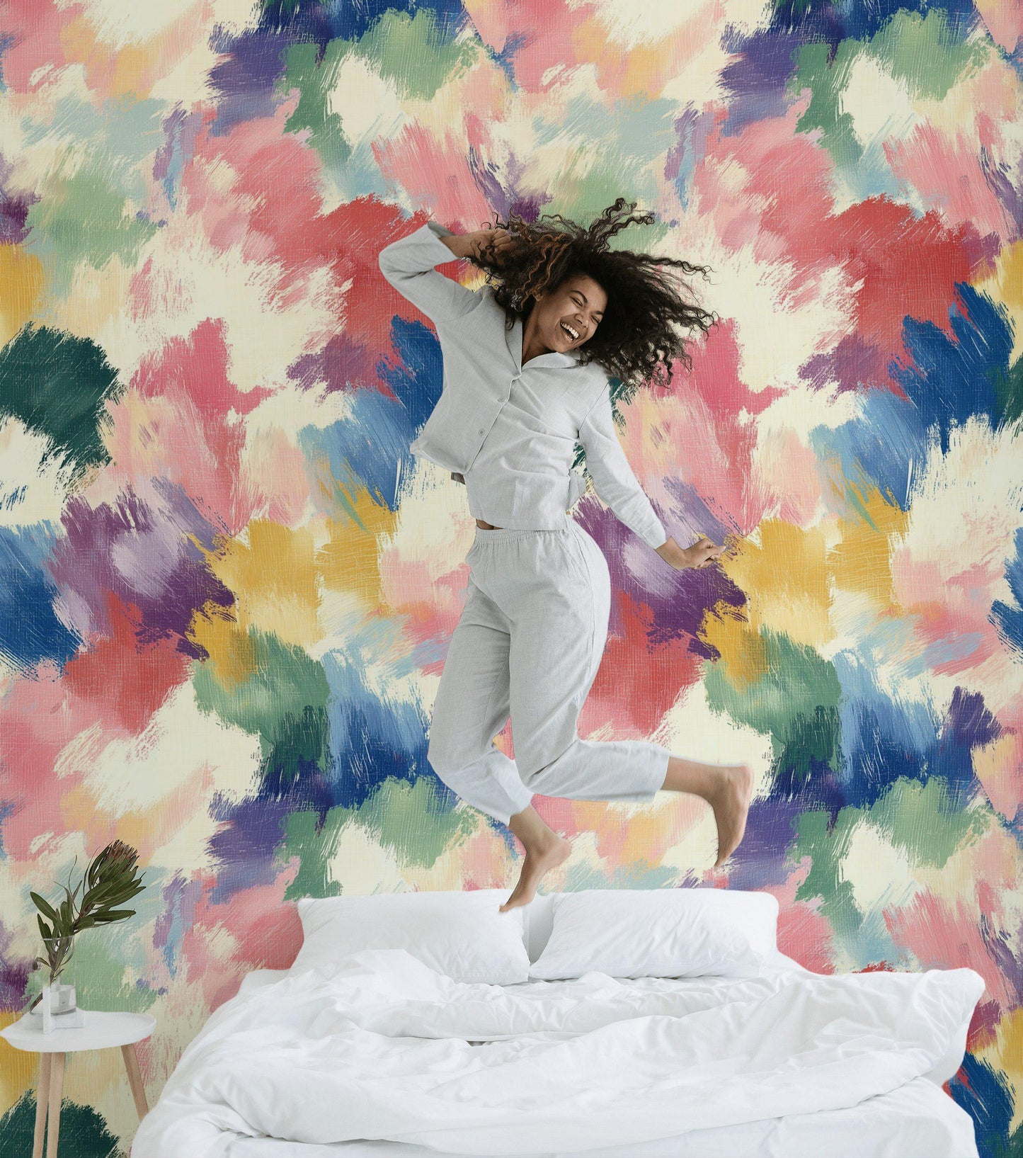 Abstract Colorful Brushstroke Wallpaper | Vibrant Textured Wall Mural | Modern Artistic Peel and Stick Decor