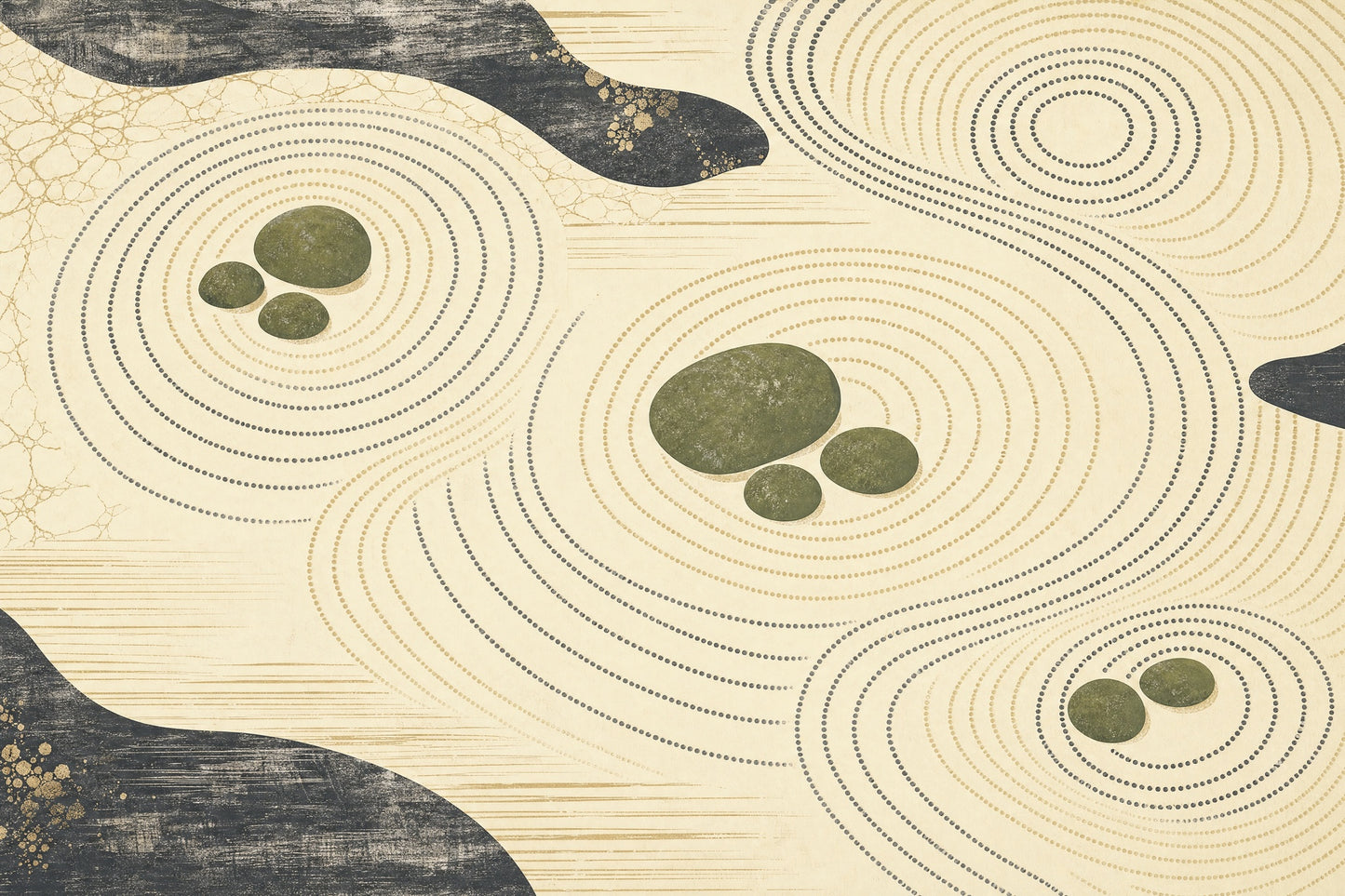 Mindful Stone Wall Mural Organic Ripple Landscape Contemporary Statement Wallpaper