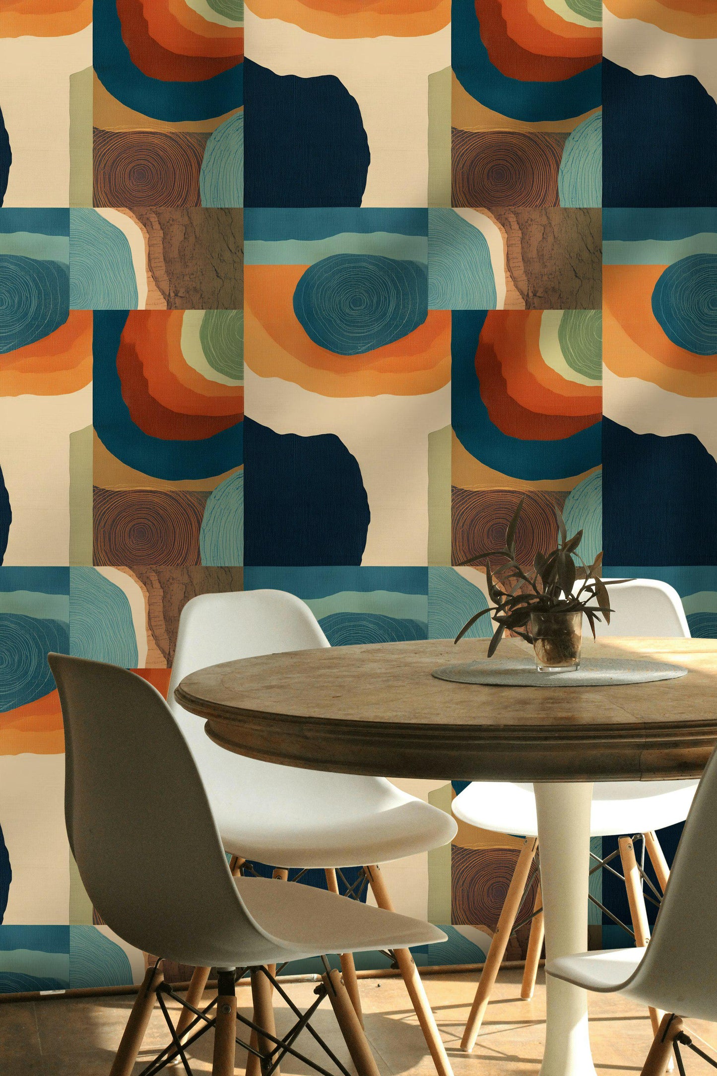 Abstract Nature Blocks Wallpaper: Earth Tones Peel and Stick Wall Mural