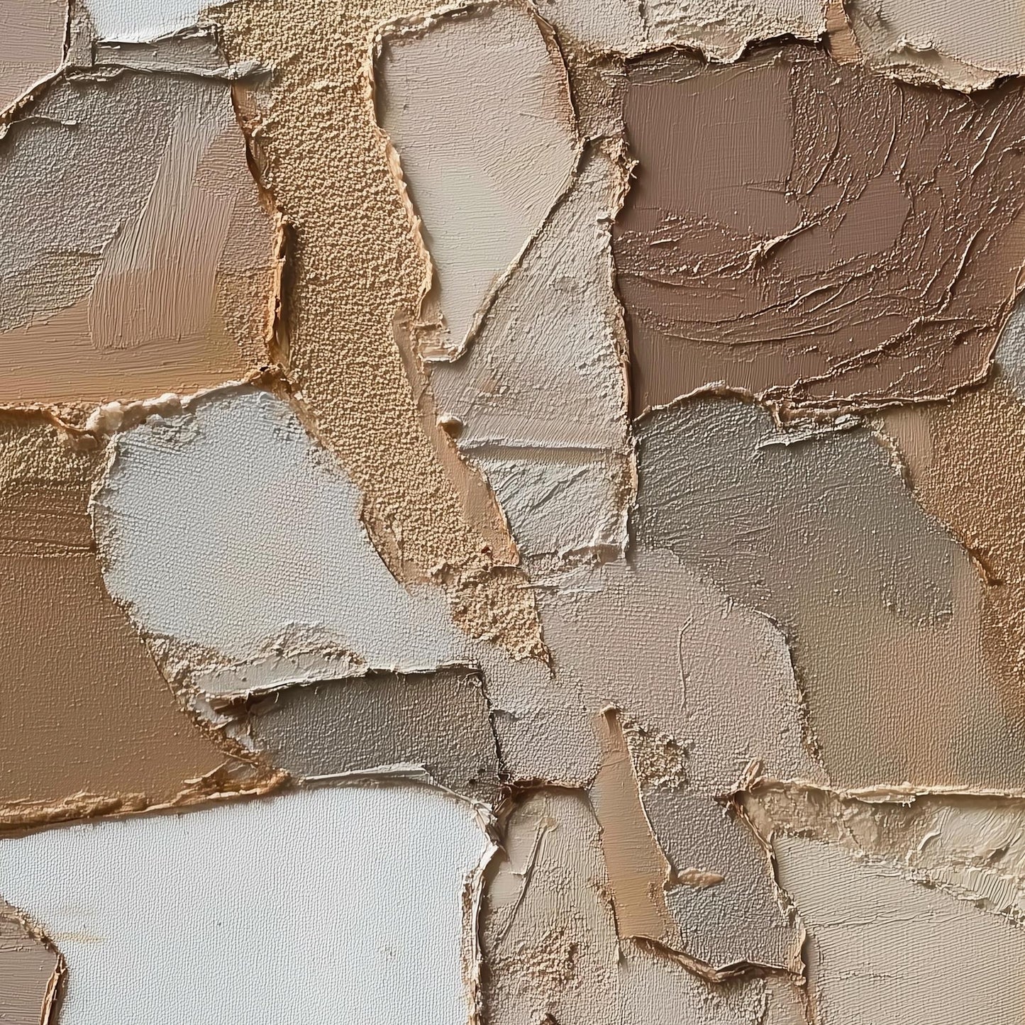 Modern Abstract Layered Wall Mural - Beige, Brown, and Cream Natural Peel and Stick Wallpaper