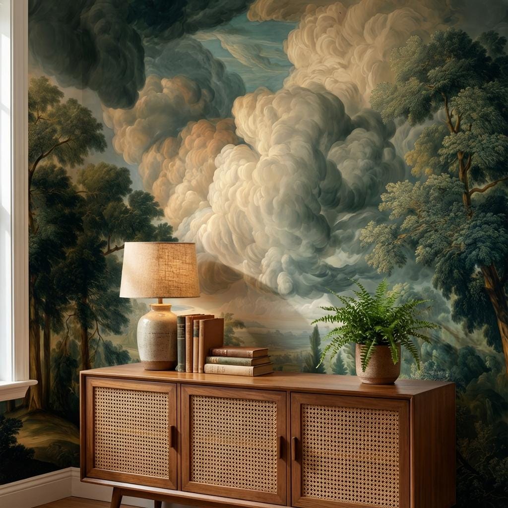 Shades Of Green Wallpaper Classic Landscape Wall Mural