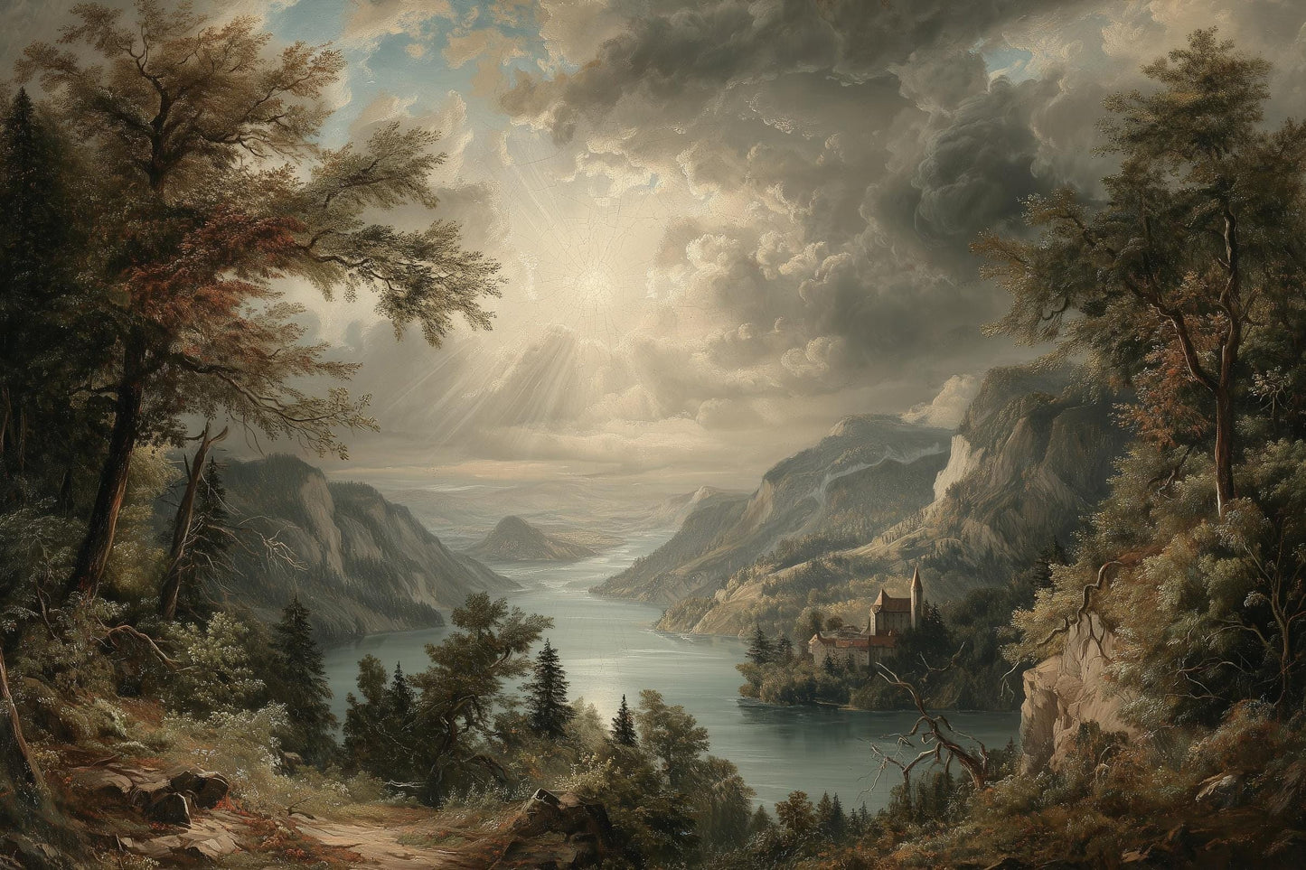 Landscape Wallpaper Castle Mountains Wall Mural