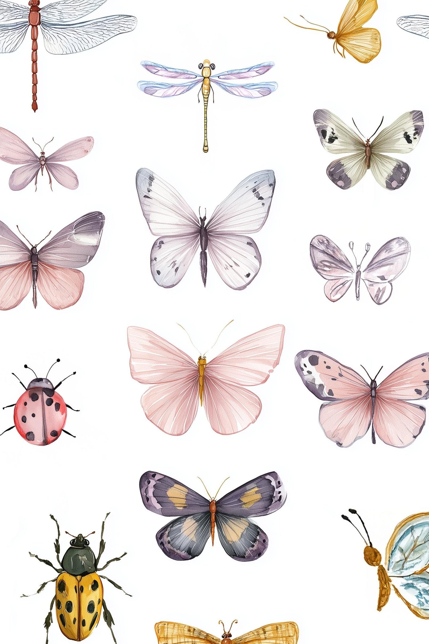 White Background Wallpaper Modern Butterfly Wall Mural