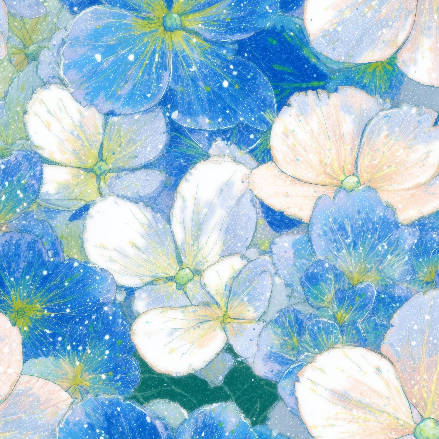 Floral Wallpaper Blue Modern Wall Mural