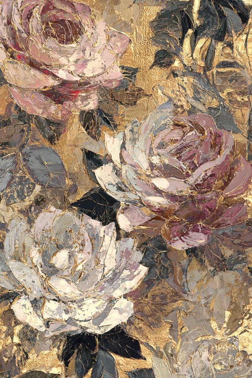 Gold Floral Wallpaper Vintage Glam Wall Mural