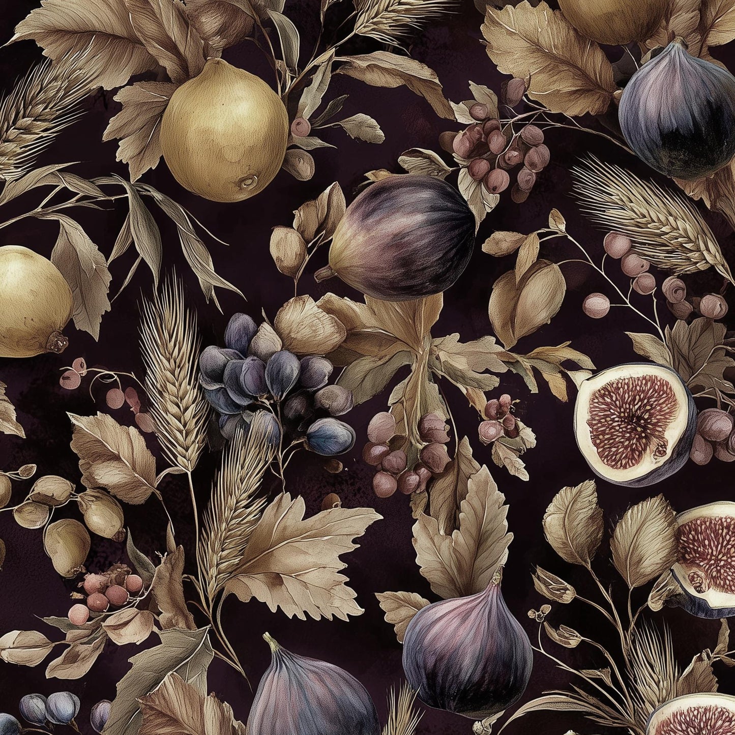 Vintage Wallpaper Botanical Fruits Wall Mural