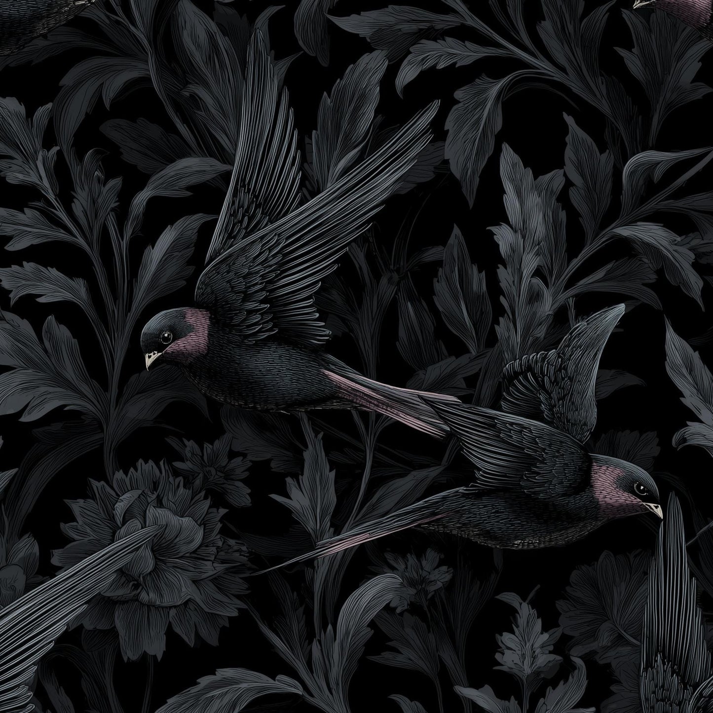 Vintage Birds Wallpaper Floral Elegant Wall Mural