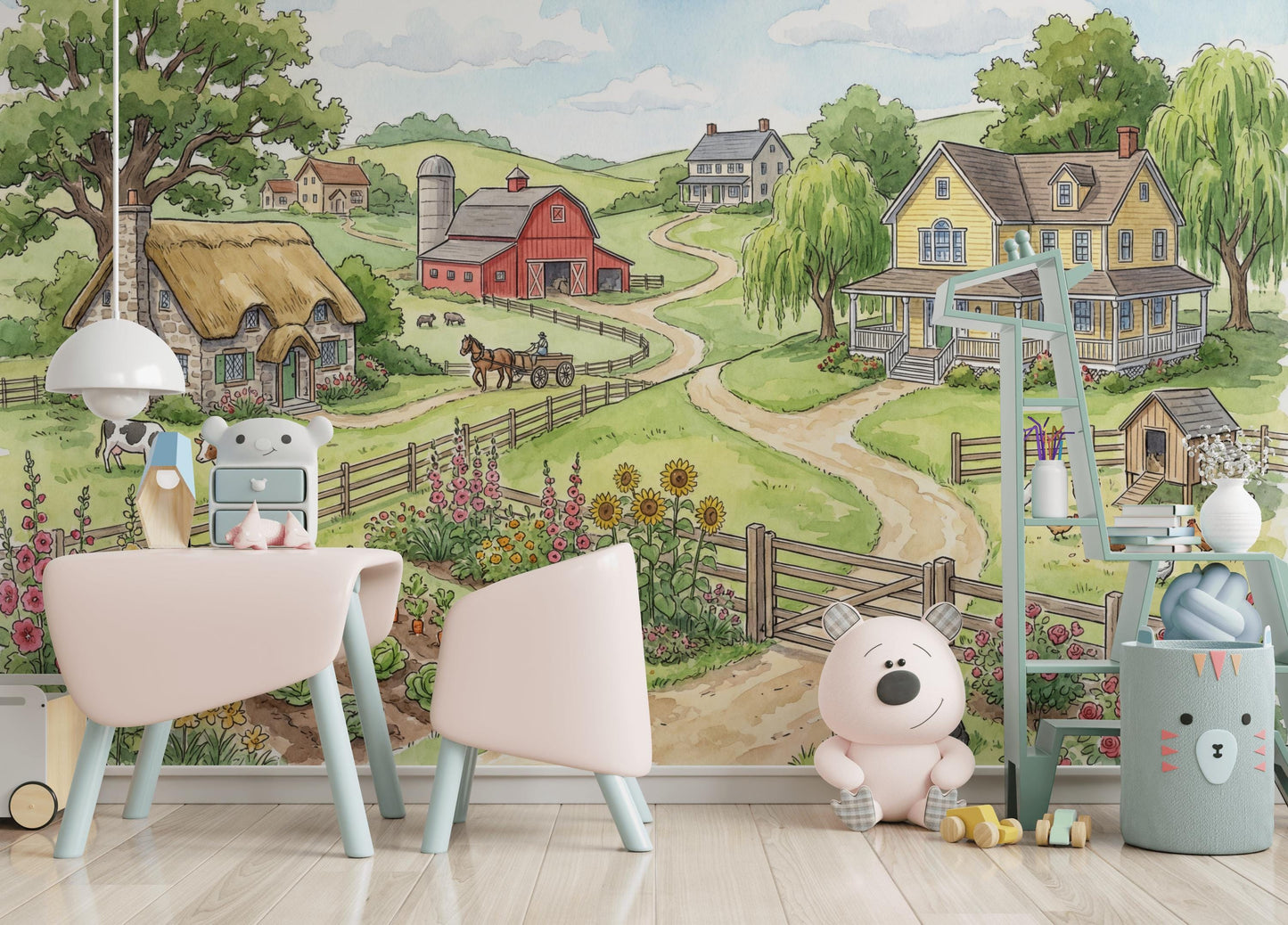 Farm Wallpaper Countryside Cottage Wall Mural