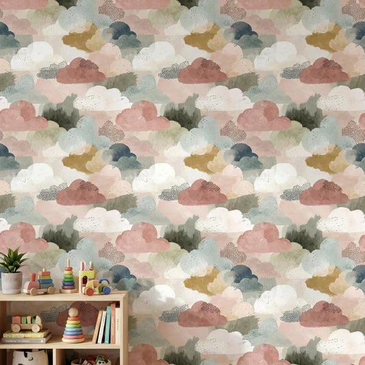 Abstract Clouds Wallpaper Modern Bohemian Wall Mural