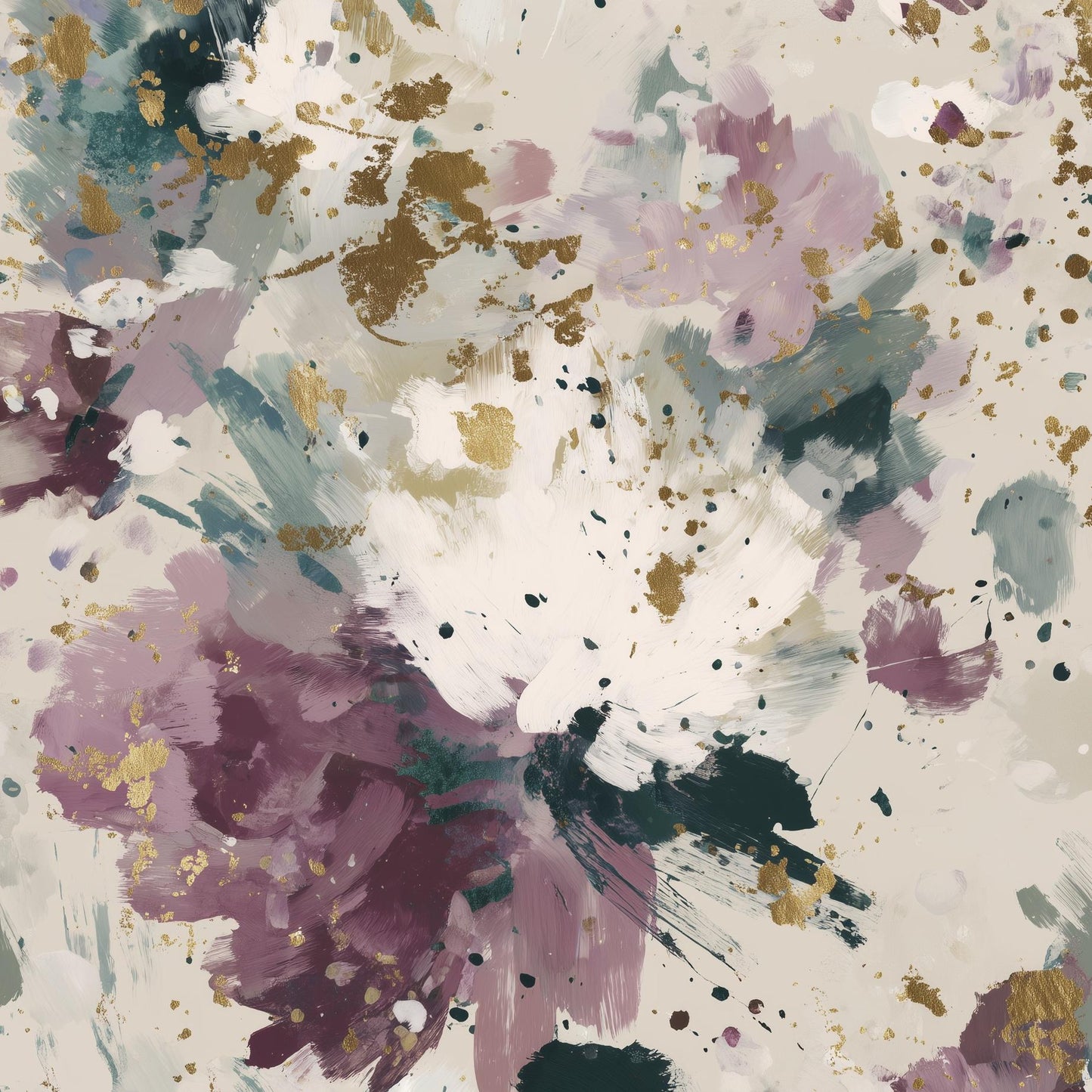 Abstract Wallpaper Floral Gold Wall Mural