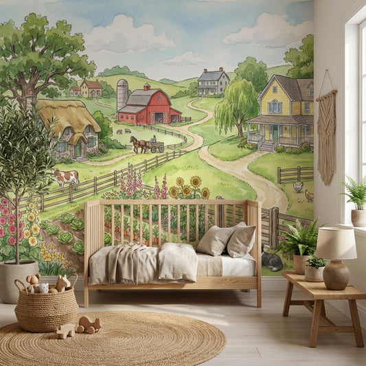 Farm Wallpaper Countryside Cottage Wall Mural