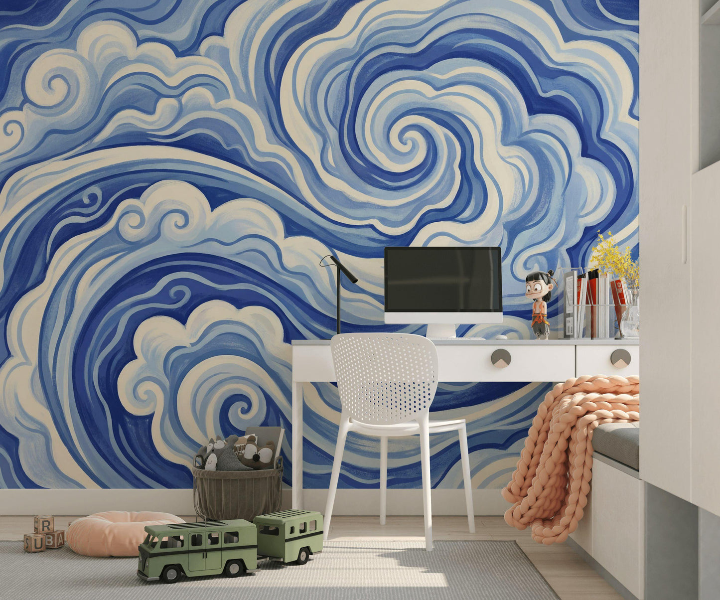 Abstract Wallpaper Swirls Waves Wall Mural