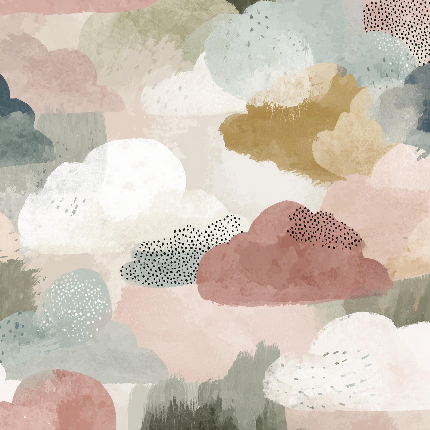 Abstract Clouds Wallpaper Modern Bohemian Wall Mural