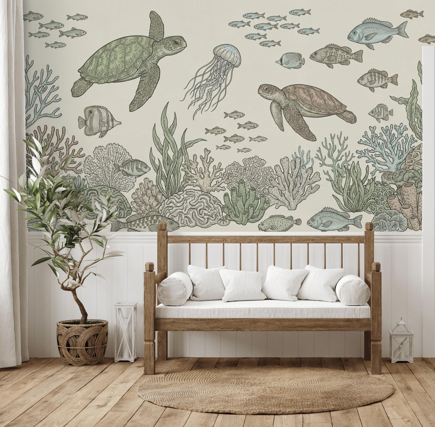 Underwater Wallpaper Marine Life Turtles Wall Mural