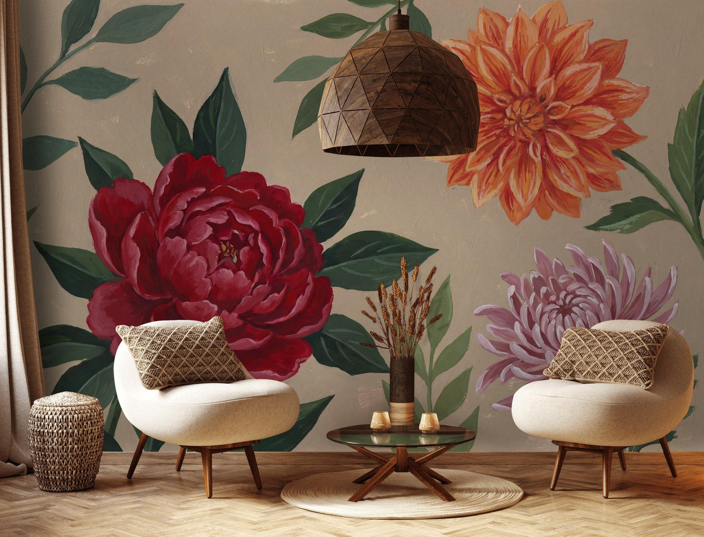 Peony Wallpaper Hand Painted Botanical Wall Mural