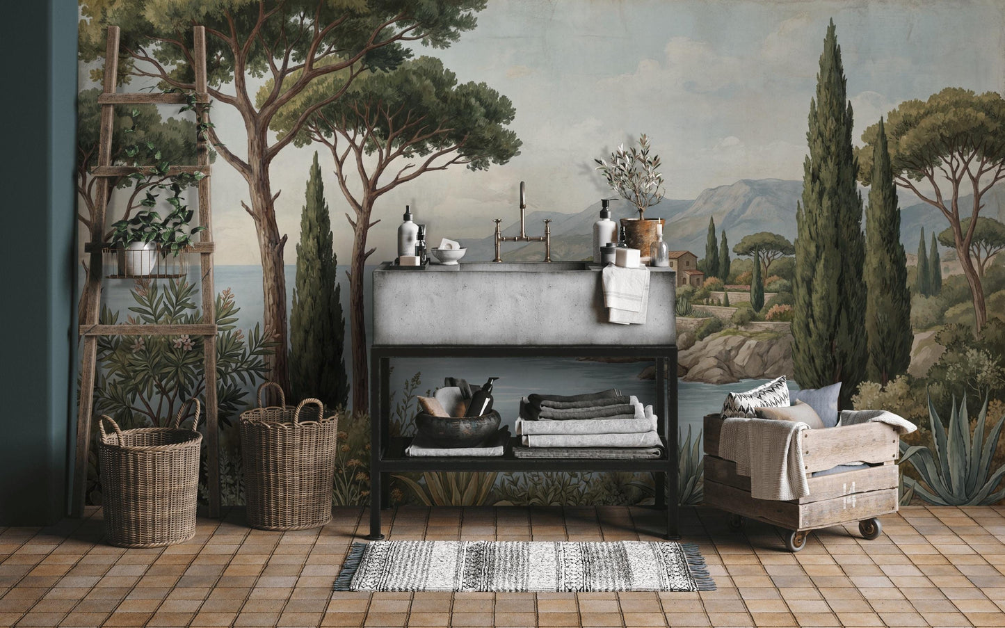 Walls Wallpaper Coastal Mediterranean Wall Mural
