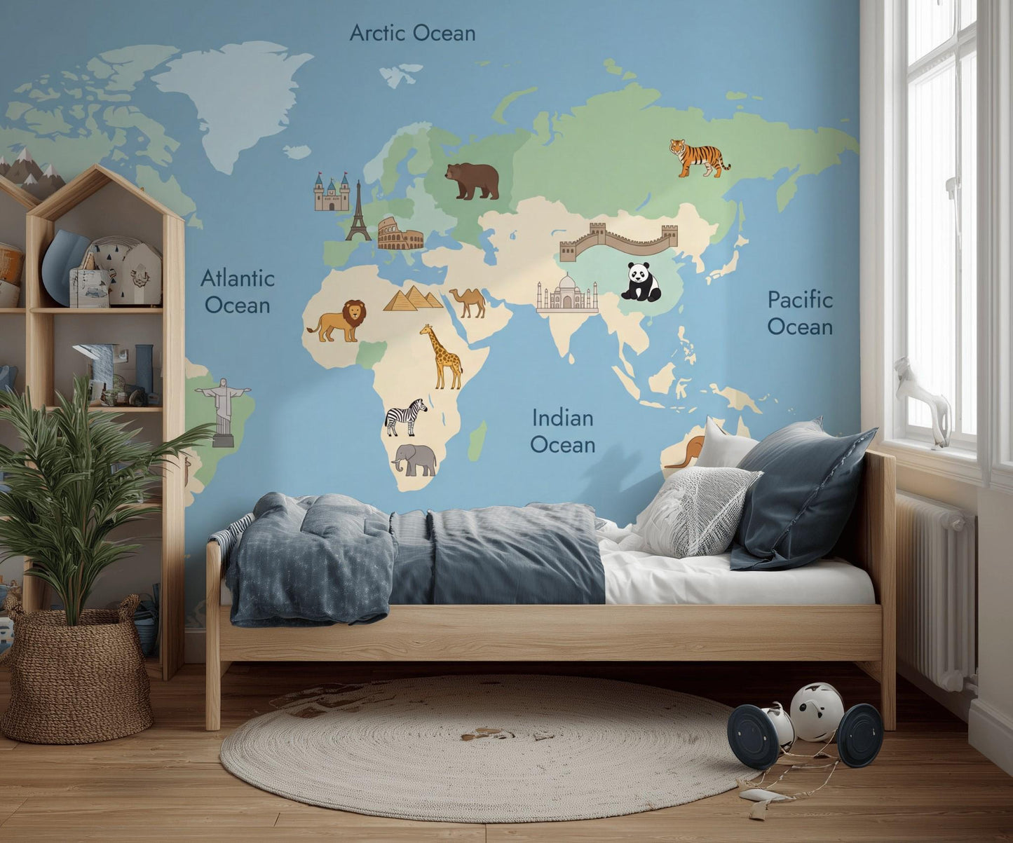 World Map Wallpaper Kids Educational Wall Mural