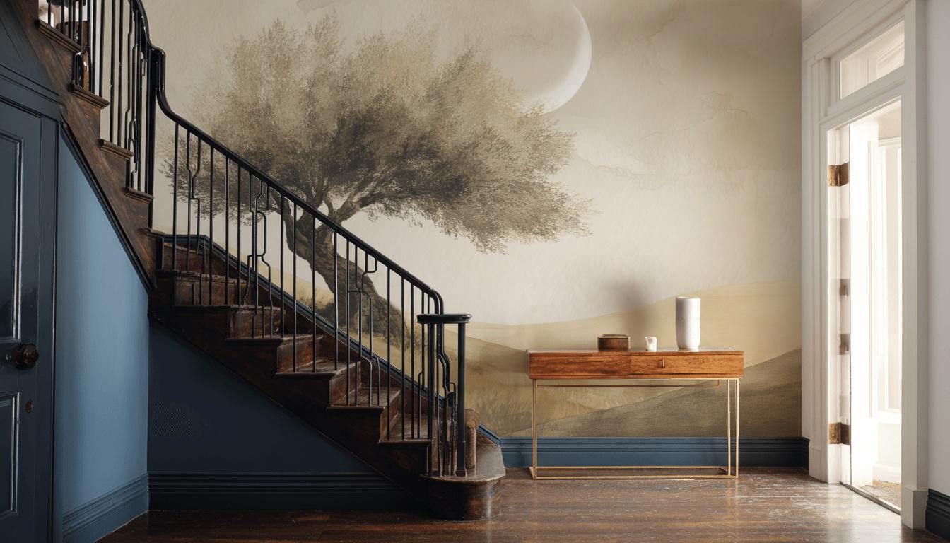 Watercolor Texture Wallpaper Desert Crescent Moon Wall Mural