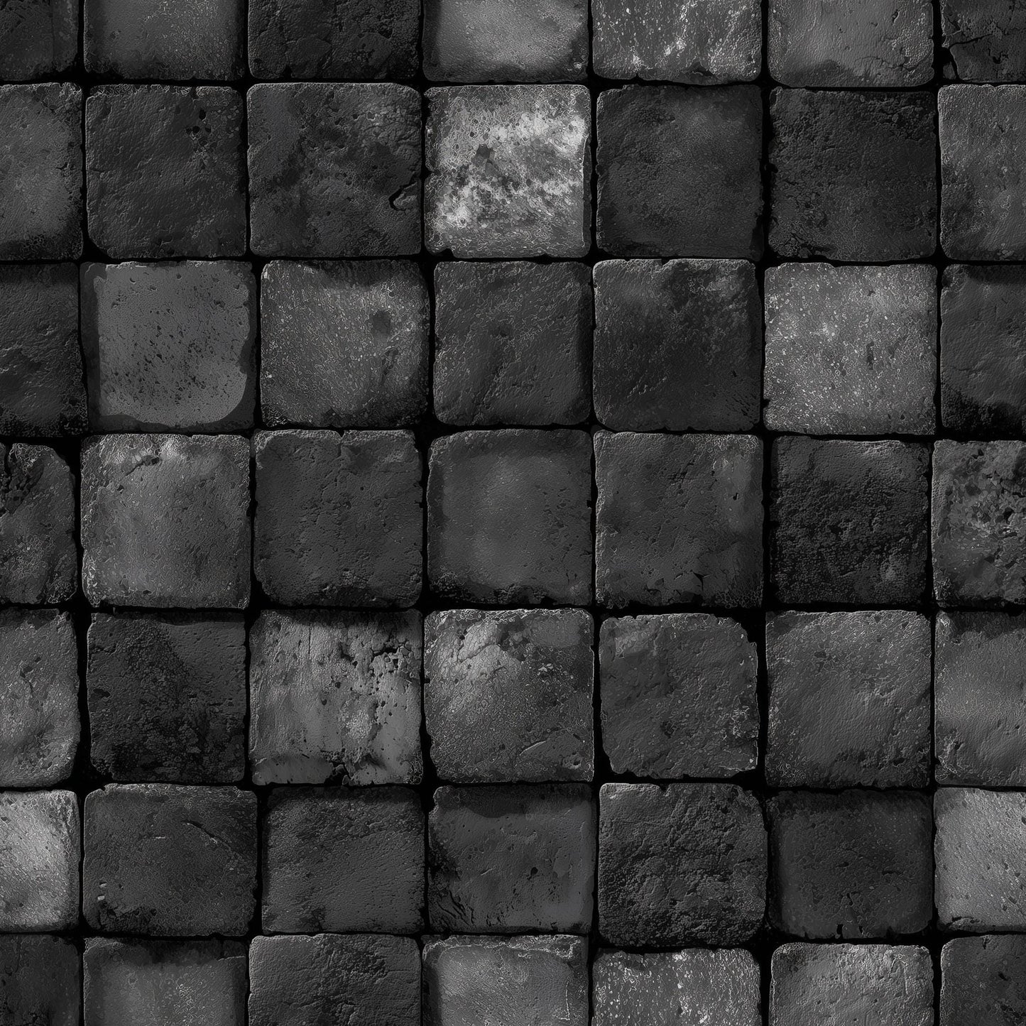 Black Stone Wallpaper Tile Grid Industrial Texture Wall Mural