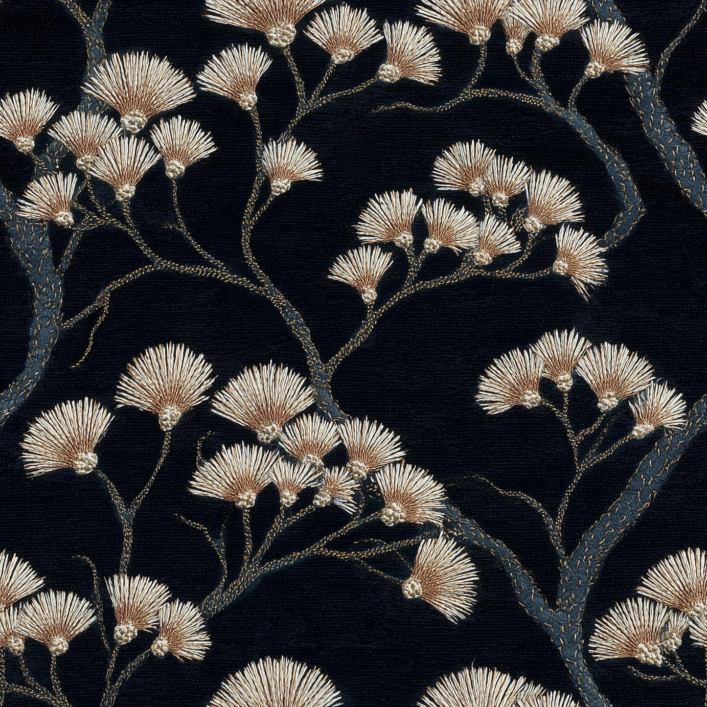 Dark Floral Wallpaper Gold Botanical Wall Mural Removable Luxury Black Nature Decor