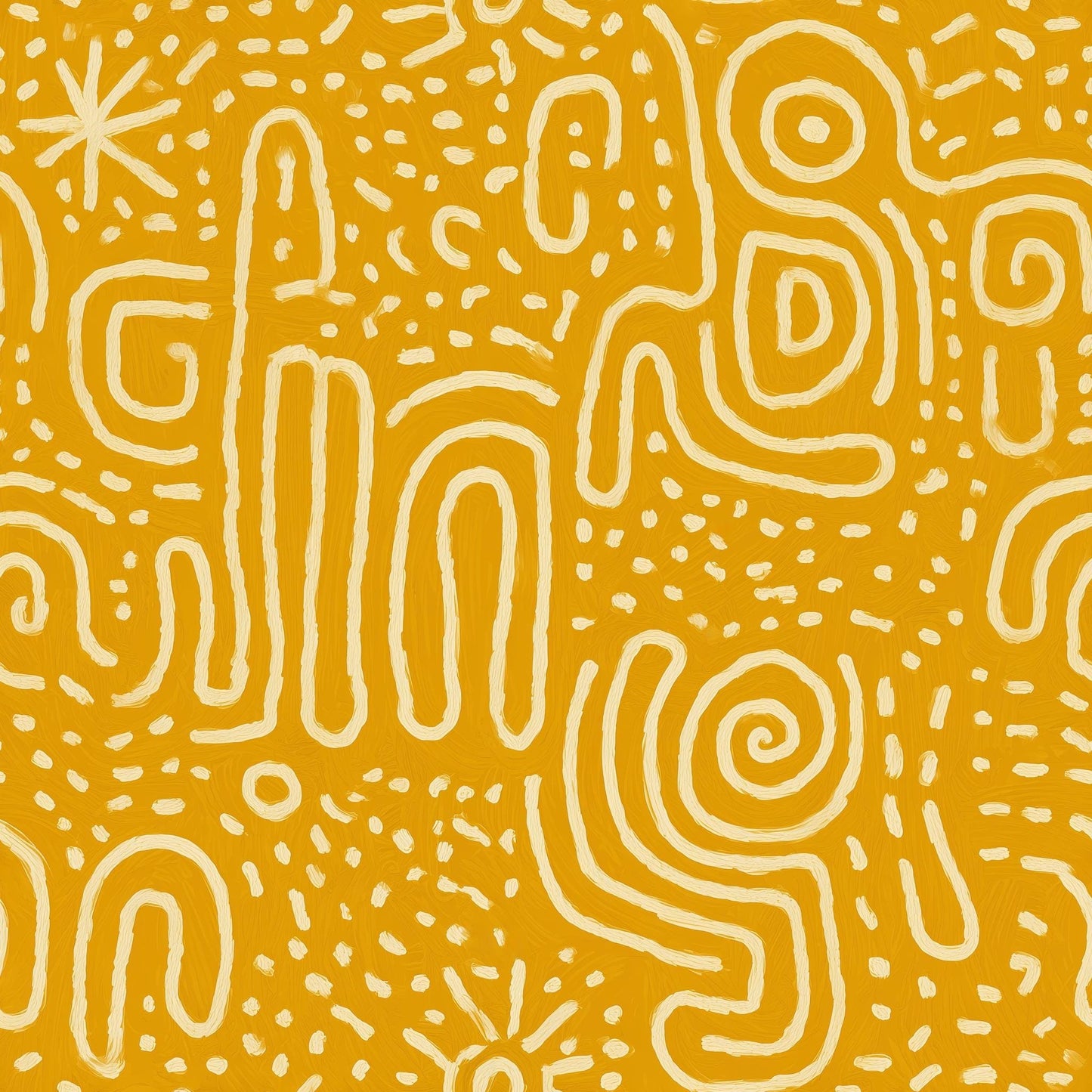 Mustard Abstract Line Wallpaper Boho Tribal Pattern Seamless Repeat Modern Wall Decor