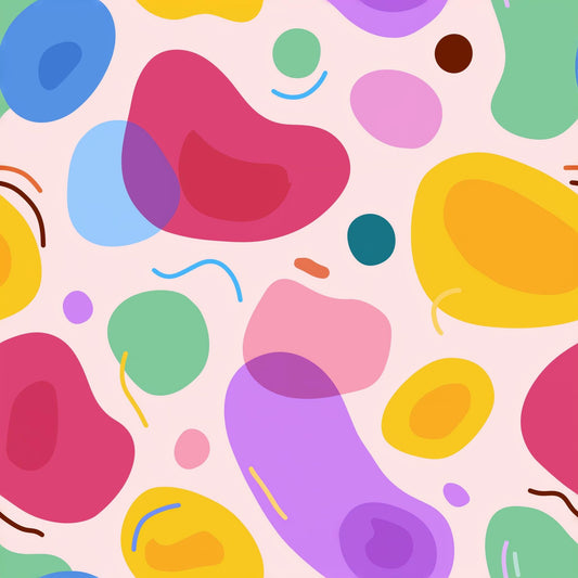 Colorful Abstract Shapes Wallpaper Retro Blob Pattern Modern Wall Decor