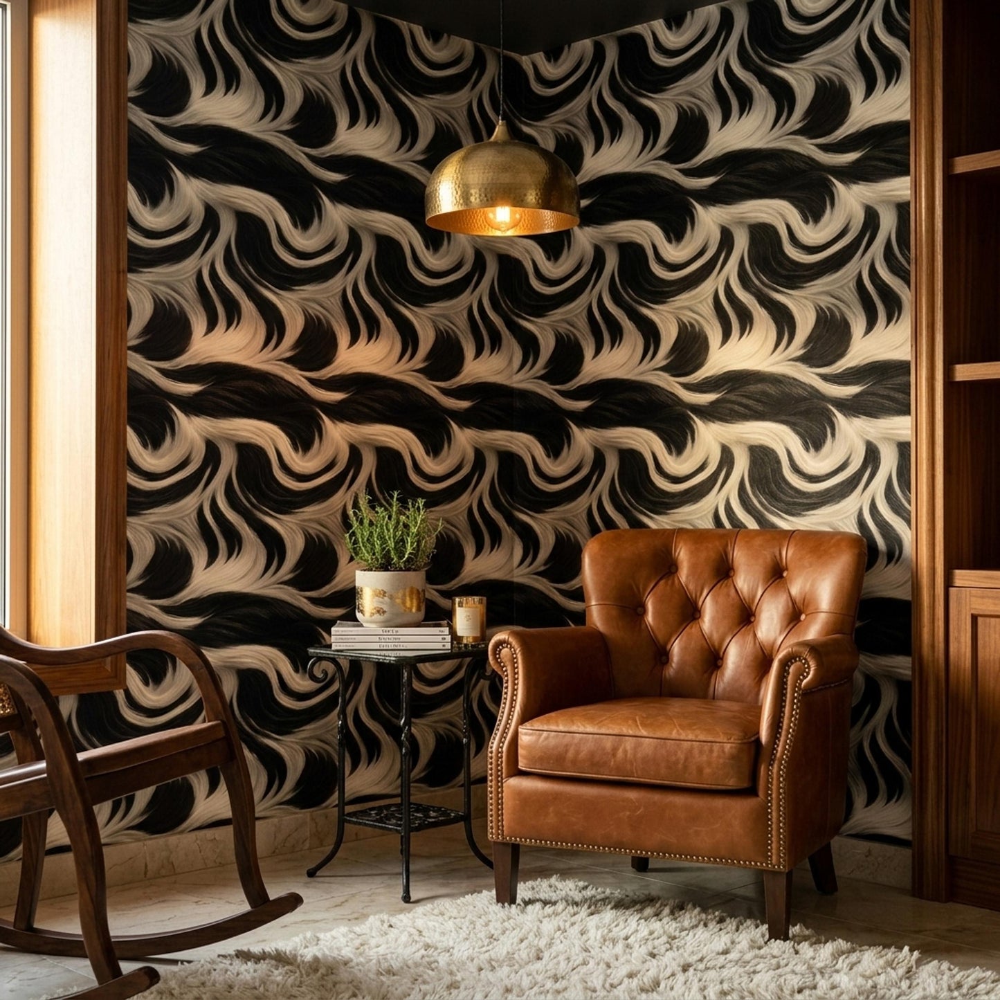 Abstract Zebra Fur Wallpaper Black White Organic Pattern Luxury Modern Statement Wall Decor