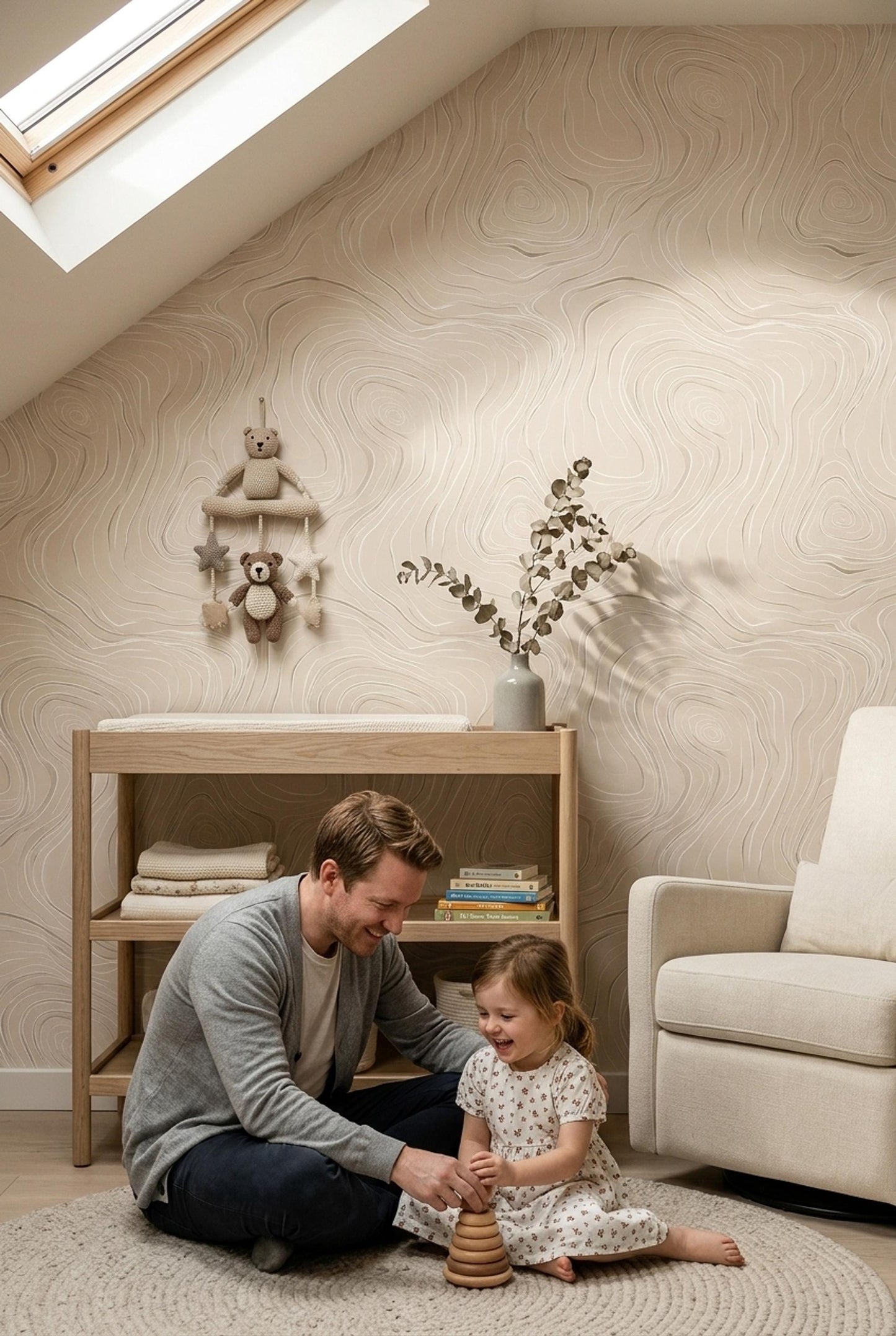 Topographic Wallpaper Contour Line Pattern Neutral Minimalist Modern Wall Decor