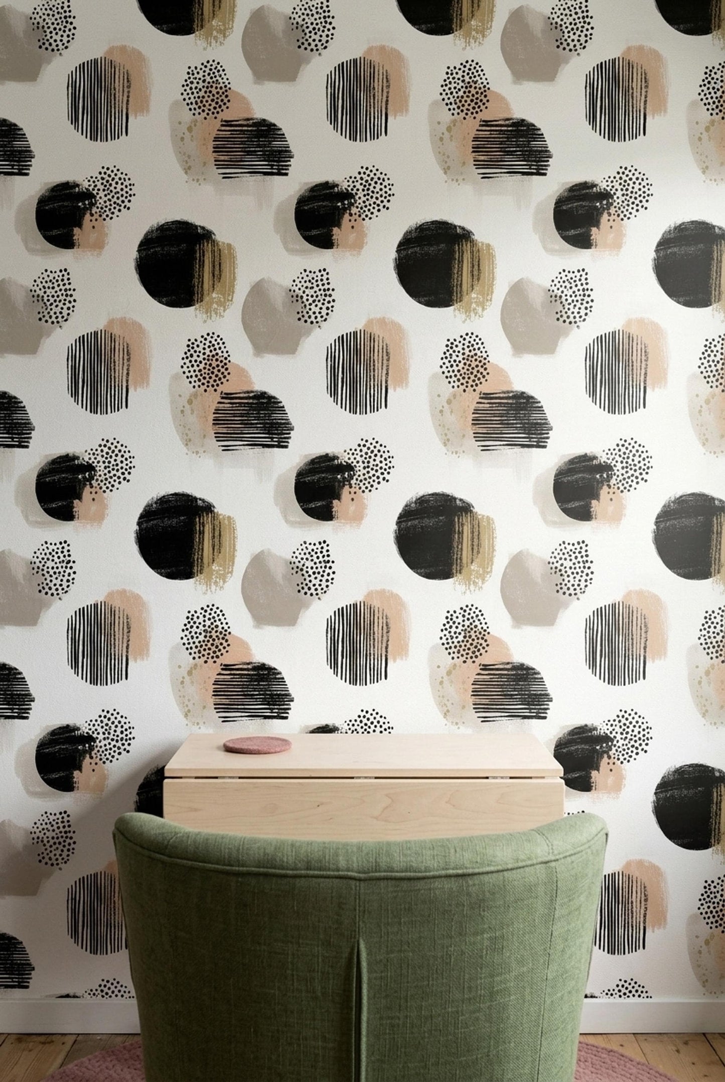 Bauhaus Abstract Shapes Wallpaper Neutral Geometric Pattern Modernist Wall Decor