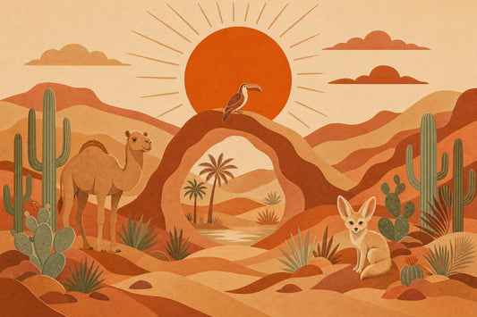 Paper Texture Wallpaper Desert Landscape Vintage Illustration Wall Mural