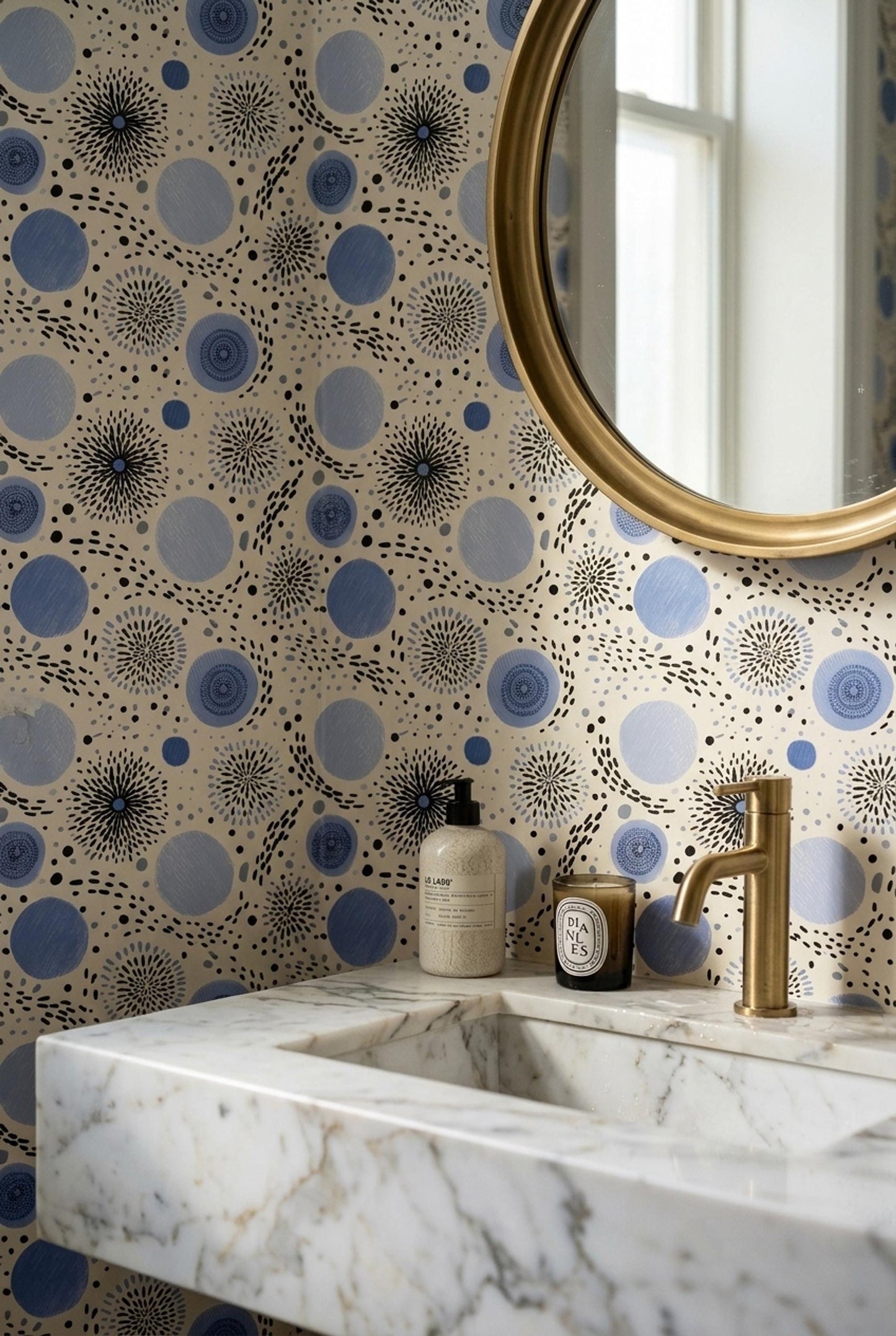 Scandinavian Modern Wallpaper Mid Century Abstract Nordic Geometric Wall Decor
