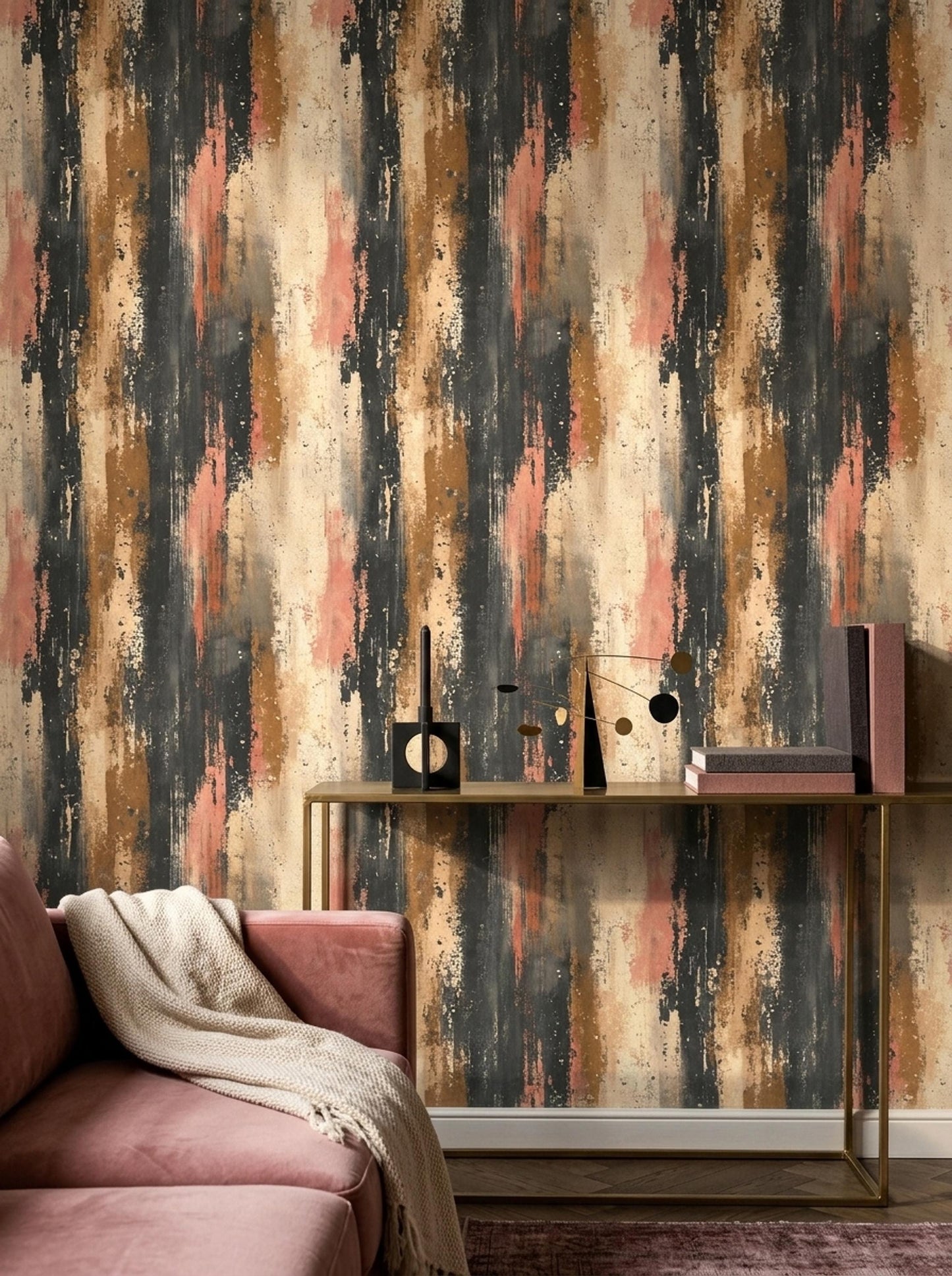 Abstract Grunge Wallpaper Neutral Earth Tone Modern Rustic Wall Decor