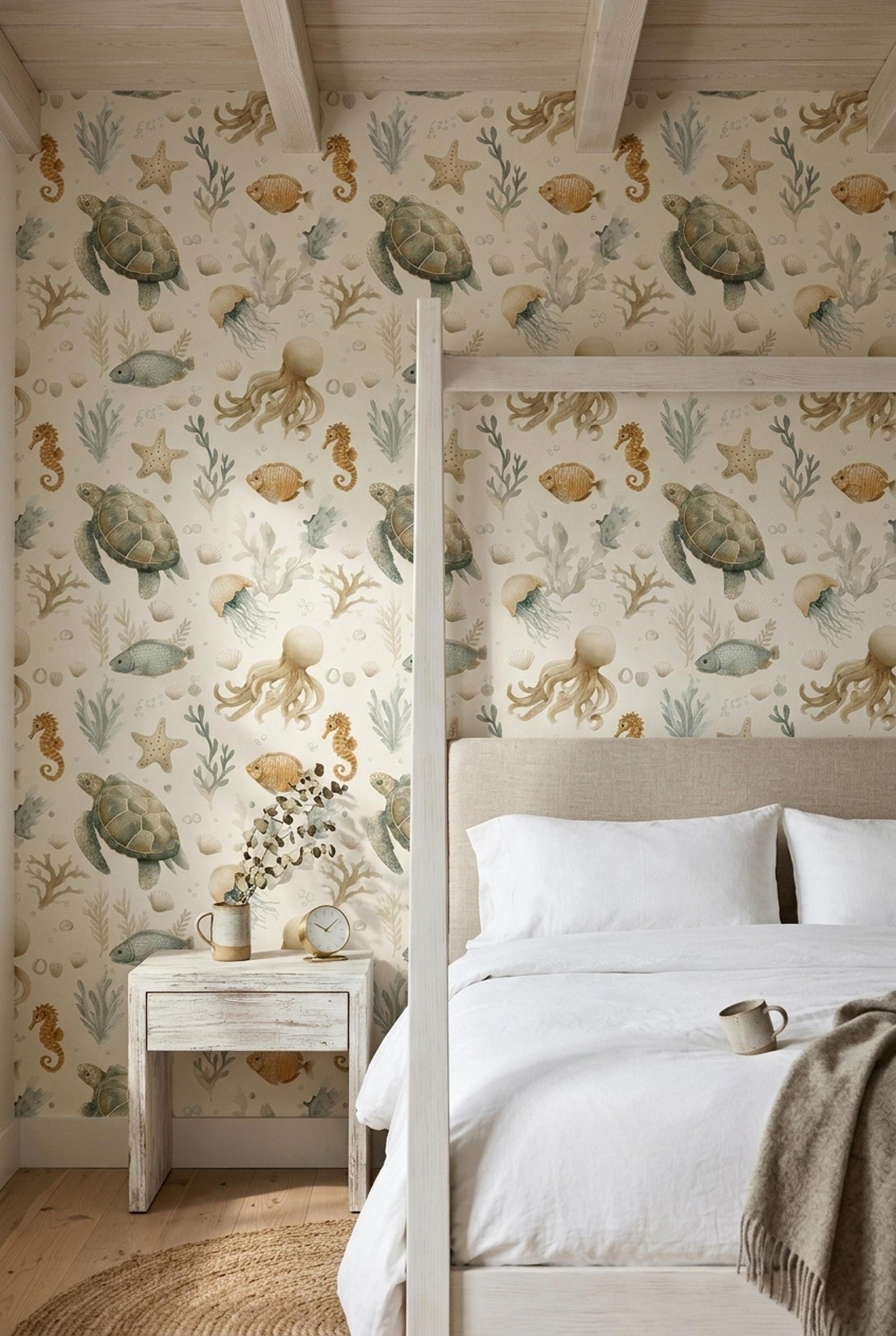 Ocean Nursery Wallpaper Sea Turtle Wallpaper Coastal Baby Room Marine Life Decor