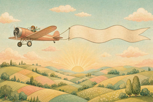 Vintage Aviation Nursery Wall Mural Airplane Pilot Storybook Kids Room Decor