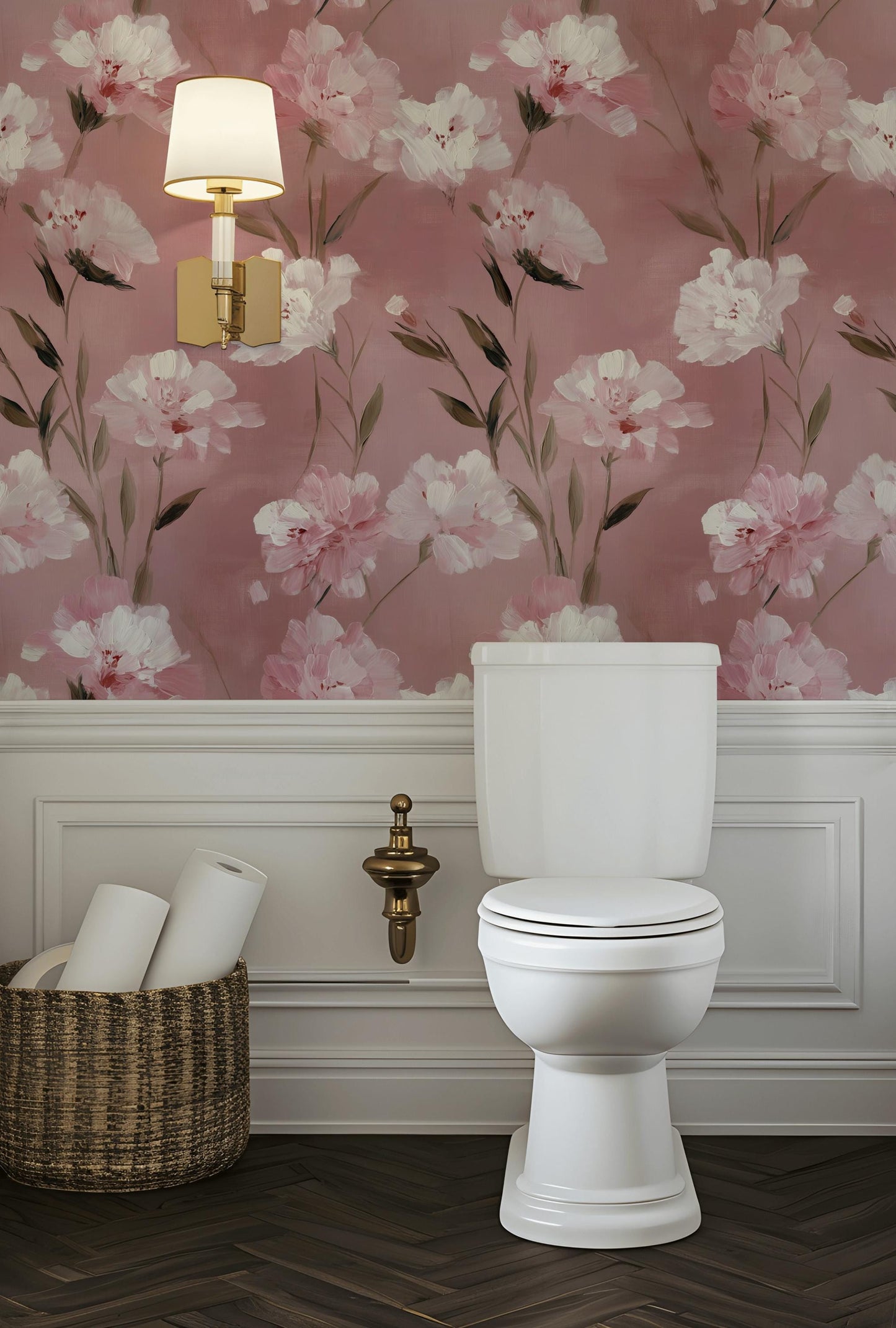 Romantic Pink Floral Wallpaper | Soft Textured Flower Wall Mural | Blush Peel and Stick Decor