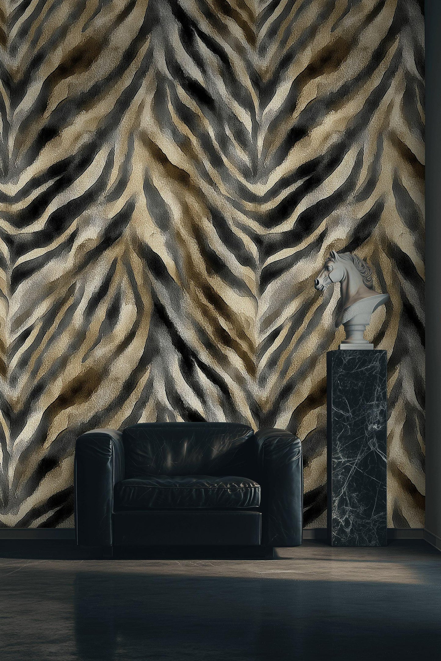 Zebra Print Wallpaper, Abstract Animal Print Wall Mural, Neutral Tones Peel and Stick Decor