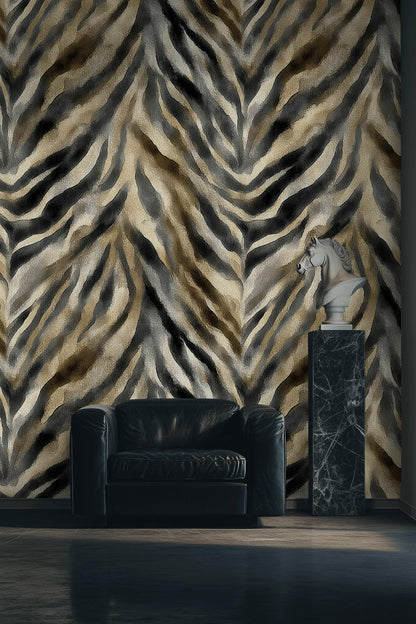 Zebra Print Wallpaper Abstract Animal Print Wall Mural Neutral Peel Stick Decor