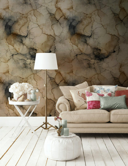 Cracked Earth Texture Wallpaper | Abstract distressed Wall Mural | Neutral Peel and Stick Decor
