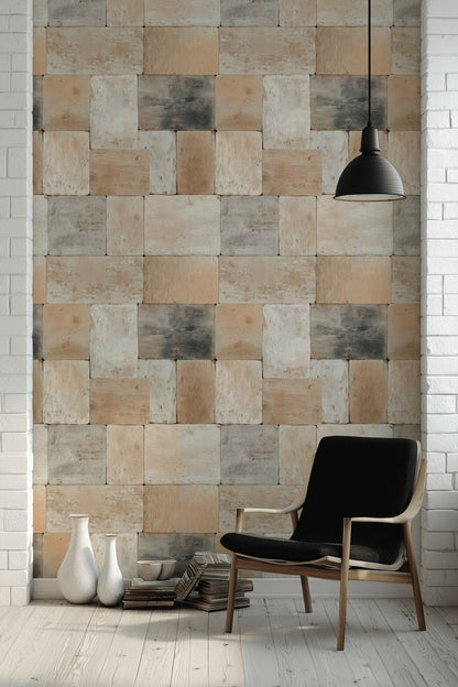 Rustic Brick Peel and Stick Wallpaper: Farmhouse Cabin Wall Mural