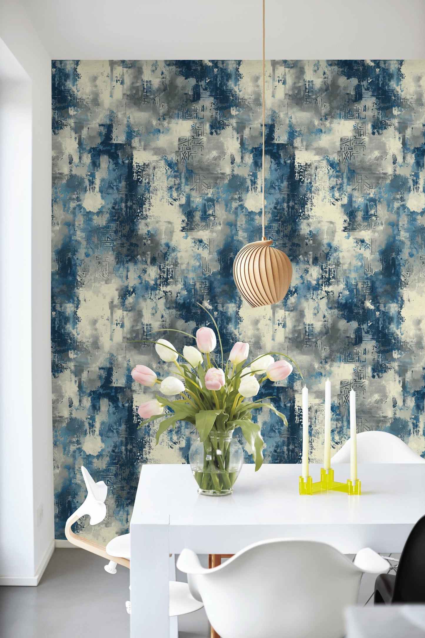 Industrial Texture Blue Wallpaper, Urban Grunge Wall Mural, Modern Paint Effect Peel and Stick