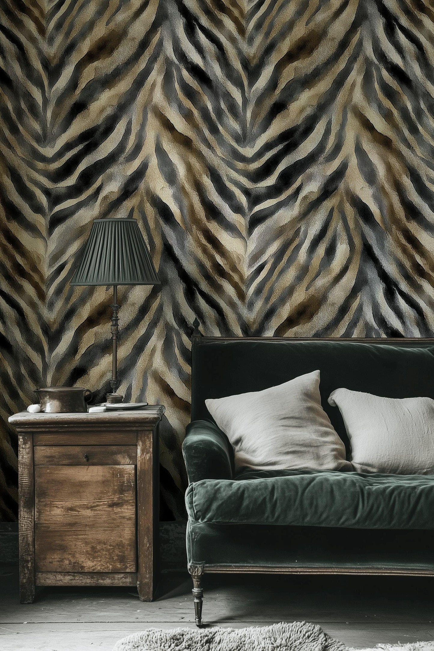 Zebra Print Wallpaper, Abstract Animal Print Wall Mural, Neutral Tones Peel and Stick Decor