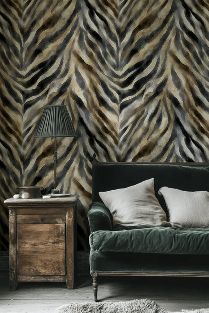 Zebra Print Wallpaper Abstract Animal Print Wall Mural Neutral Peel Stick Decor